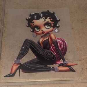 Iron on patch Chic Cartoon Art Print with Black and Pink Accents